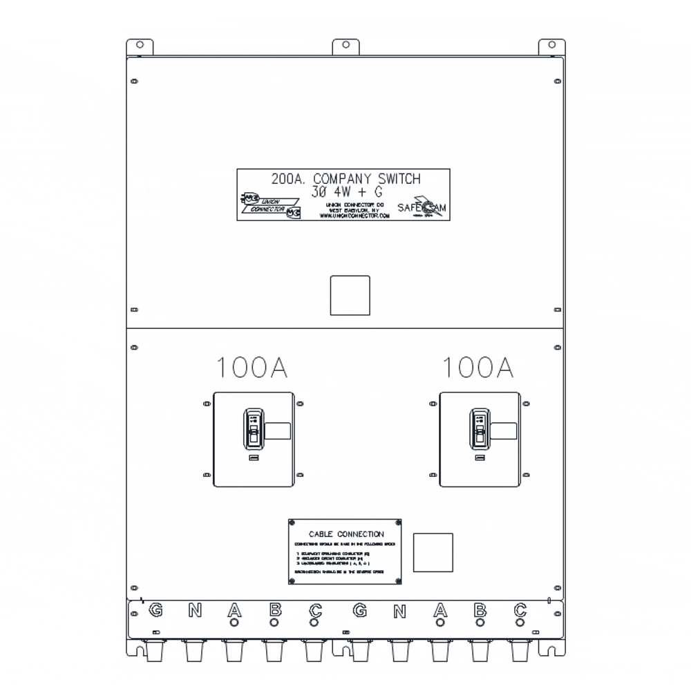 Multiple Breaker Company Switch with Bus and Receptacles